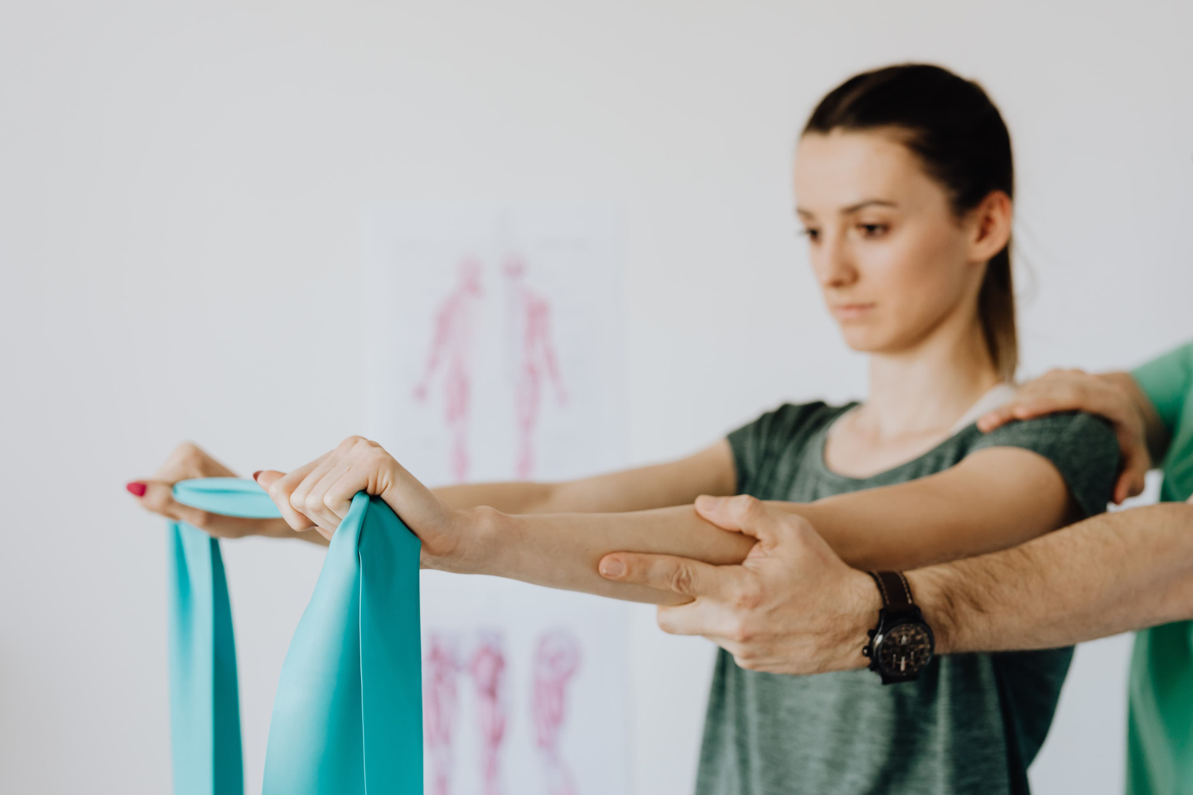 Patient performing a guided physiotherapy exercise